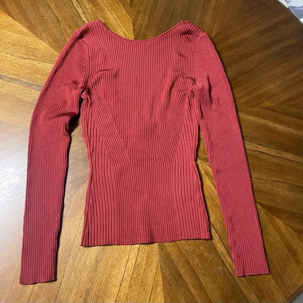 Bananas Republic Rust Fitted Top Low Scoop Back Silky Soft Sexy Size Small NWT